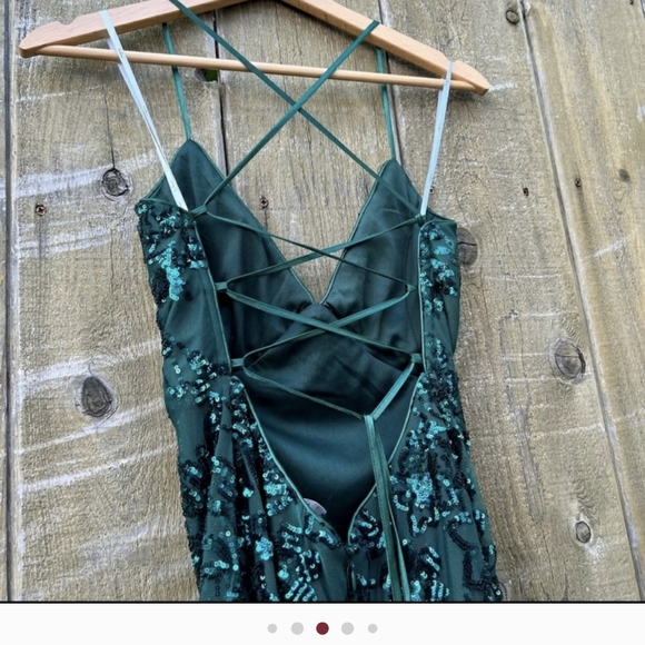 Lulus Photo Finish Forest Green Sequin Lace-Up Maxi Dress XL - Picture 8 of 13